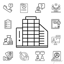 Office Building Icon Detailed Set Of