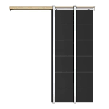 Calhome 36 In X 80 In Black Painted Composite Mdf Sliding Door With Pocket Door Frame And Hardware Kit