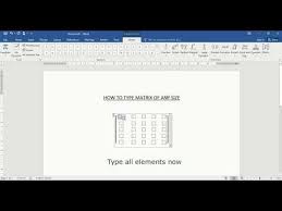 How To Type Large Matrix In Word 2016