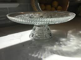 Vintage Pressed Glass Cake Stand Eapg