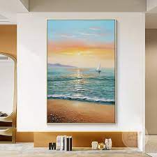 Beach Sunset Ocean Paintiingsailboat