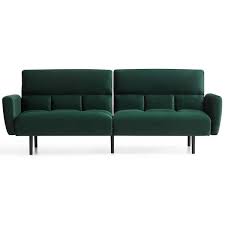 Lucid Comfort Collection Futon Sofa Bed With Box Tufting Green Velvet