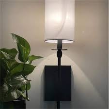 C Cattleya 1 Light Black Finish Fabric Shade Indoor Wall Sconce Hardwired Plug In With On Off Switch