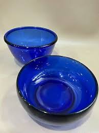 Cobalt Blue Glass Cereal Salad Bowls