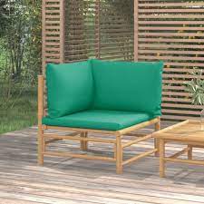 Vidaxl Garden Corner Sofa With Green