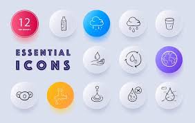 Premium Vector H2o Icon Set A Visual