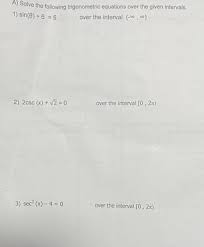 Solve The Following Trigonometric