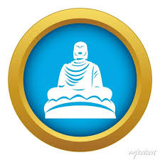 Buddha Statue Icon Blue Vector Isolated