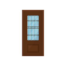 Cartoon Classic Wooden Door With Glass