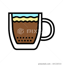 Coffee Cup Double Wall Glass Color Icon