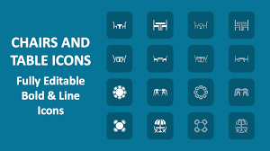 Chairs And Table Icons For Powerpoint