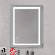 Waterpar 60 In X 28 In Dimmable Lighted Clear Fog Free Flat Frameless Bathroom Vanity Mirror