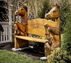 Carved Horse Bench Carved Wood Signs