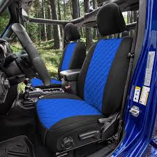 Fh Group Neoprene Waterproof 47 In X 1 In X 23 In Custom Fit Seat Covers For 2018 2023 Jeep Wrangler Jl 4dr Full Set Blue