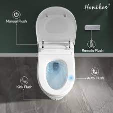 Hanikes Elongated Smart Toilet Bidet In White With Uv A Sterilization Auto Open Auto Close Auto Flush Heated Seat And Remote
