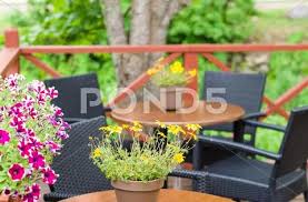 Blurred Image Of Outdoor Terrace Cafe