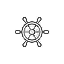 Ship Helm Line Icon Outline Vector