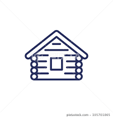 Log Cabin Line Icon Wooden Hut Stock