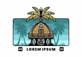 Big Coconut Tree Badge Design