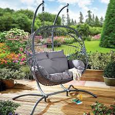 Double Hanging Egg Chair With Stand