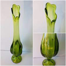 Viking Green Art Glass Vase 15