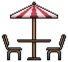 Pixel Art Table With Umbrella Beach