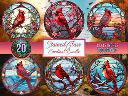 20 Stained Glass Red Cardinal Bundle