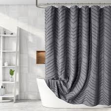 Grey Shower Curtain Tufted Chevron