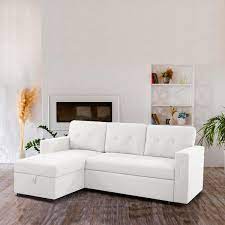 White Velvet Sectional Sofa Sleeper
