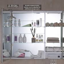 Woodbridge Mcl3630 Surface Mount Frameless 2 Doors Medicine Cabinet With 4 Adjustable Shelves And Led Lighting