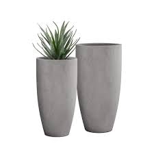 Plantara 32 Inch 23 6 Inch H Tall Raw Concrete Planter Large Outdoor Plant Pot Modern Tapered Flower Pot For Garden Size Grey