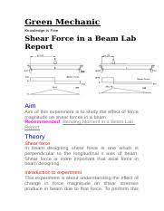 shear force in a beam lab report
