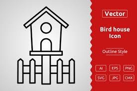 Vector Bird House Outline Icon Design