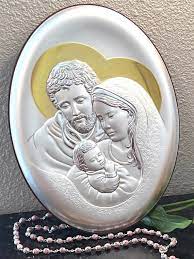 Holy Family Silver Icon Catholic Wall