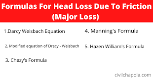 Formulas For Head Loss Due To Friction