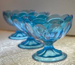 Blue Glassware Bowl Vintage Ice Cream