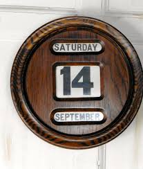 Art Deco Round Oak Perpetual Wall Calendar