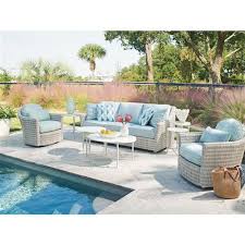 Blue Cushion Woven Wicker Outdoor Sofa