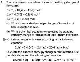 Standard Enthalpy Changes Of Formation