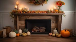 Cozy Fireplace With Autumn Decorations