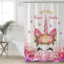 Bling Red Unicorn Lash Shower Curtain