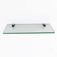 Fab Glass And Mirror Rectangle Floating Glass Shelf With Chrome Brackets 12 X 30