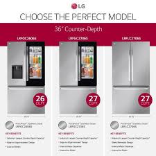 Lg 27 Cu Ft French Door Refrigerator Counter Depth Stainless Steel