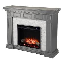 Mackson 50 In Faux Stone Electric Fireplace In Gray