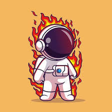 Cute Astronaut Fire Element Cartoon