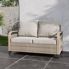 Brown Wicker Outdoor Patio Loveseat
