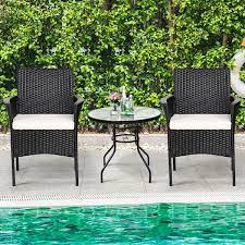 Black Wicker Outdoor Patio Dining Chair