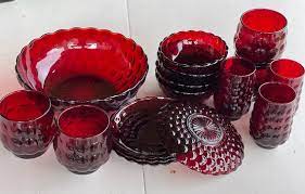 Anchor Hocking Bubble Glass Ruby Red