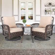 Patio 3pcs Wicker Swivel Rocker Set 2