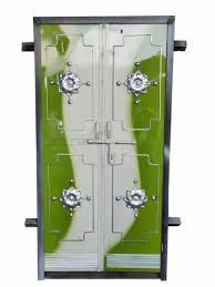 Green Paint Coated Iron Door For Home